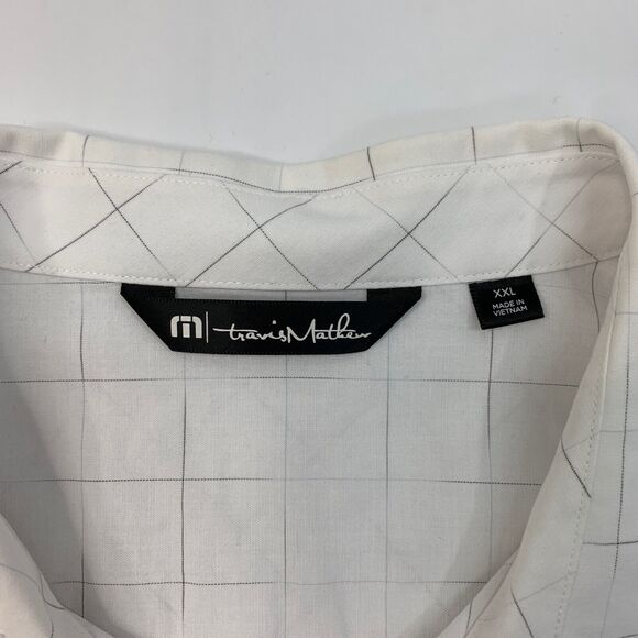 Travis Mathew Shirt Mens XXL White Windowpane Square Lightweight Cotton Button - Picture 4 of 10